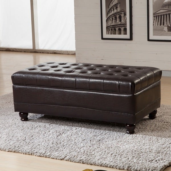 Tufted Bench Storage
 Classic Brown Tufted Storage Bench Ottoman Overstock