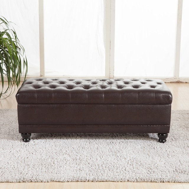 Tufted Bench Storage
 Luxury fort Classic Brown Tufted Storage Bench Ottoman