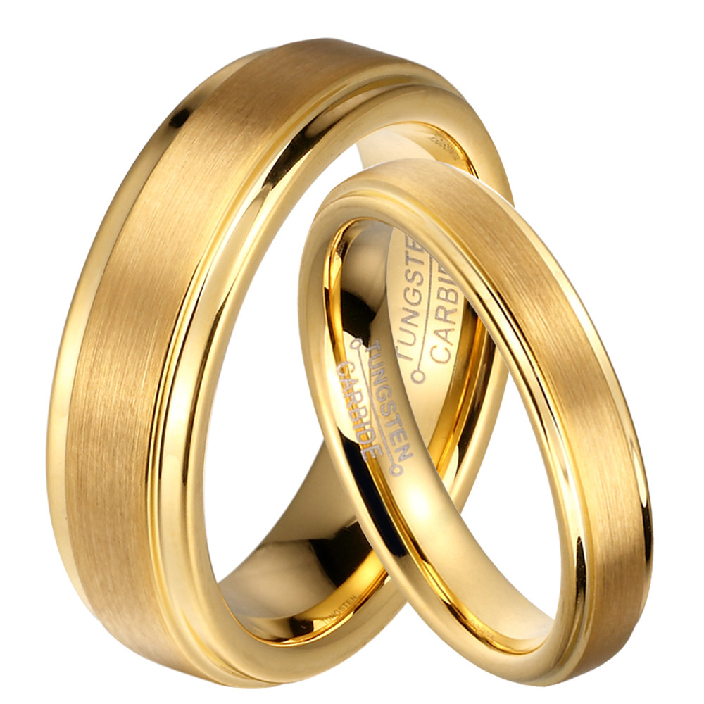 Tungsten Wedding Rings For Her
 Aliexpress Buy 1 Pair Gold Plated Tungsten Carbide