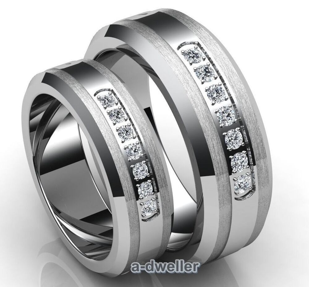 Tungsten Wedding Rings For Her
 His & Her Tungsten Diamond Couple Wedding Band Anniversary