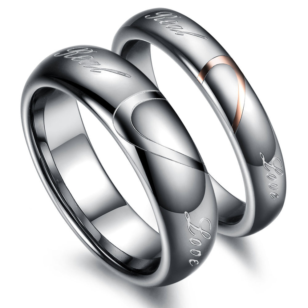 Tungsten Wedding Rings For Her
 Real Love Tungsten Carbide Love s Heart His And Her