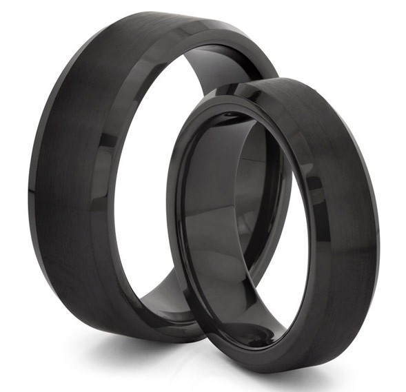 Tungsten Wedding Rings For Her
 His & Her s 8MM 6MM Tungsten Carbide Brushed Black Wedding