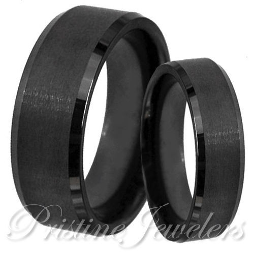 Tungsten Wedding Rings For Her
 His & Her Black Tungsten Brushed Mens Wedding Band Promise