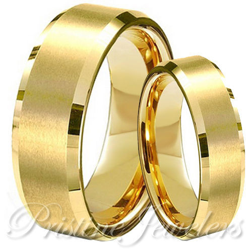 Tungsten Wedding Rings For Her
 His and Her Gold Tungsten Brushed Mens Wedding Band