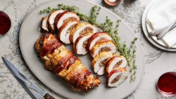Turkey Bacon Recipes
 of Bacon Wrapped Turkey Breast Stuffed with Pear Hash