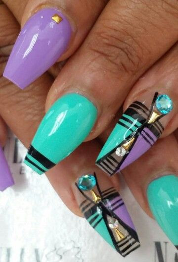 Turquoise Nail Ideas
 Purple turquoise nails Nails on FLEEK
