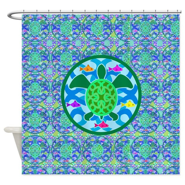 Turtle Bathroom Decor
 Green Sea Turtle Shower Curtain by queerspiritart
