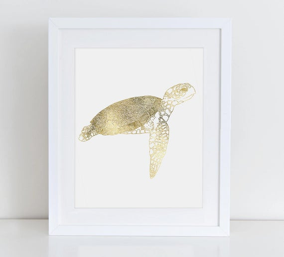 Turtle Bathroom Decor
 Sea turtle decor Sea turtle print Gold Foil by