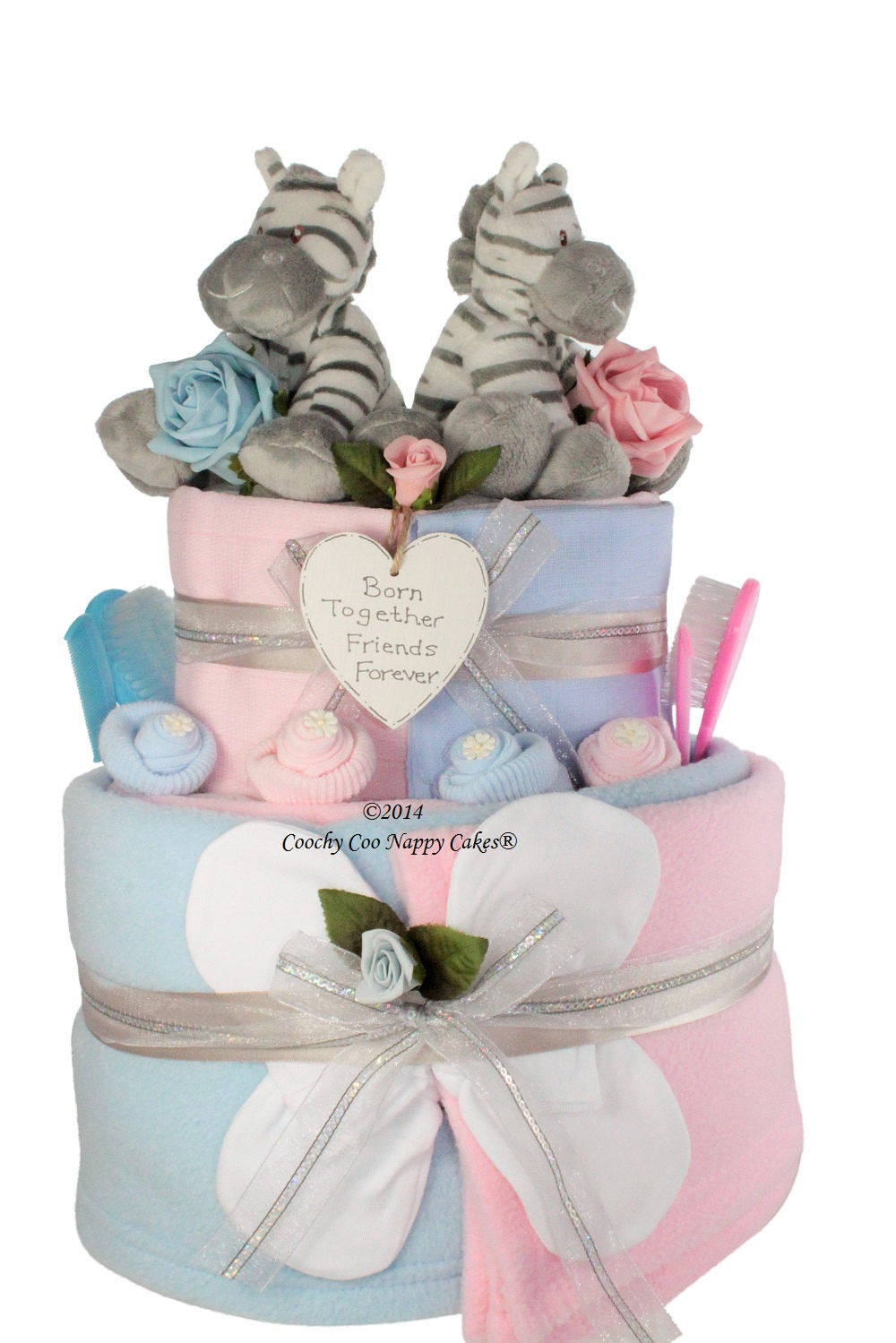 Twin Baby Gift
 Extra Two Tier Twin Baby Nappy Cake baby shower Gift