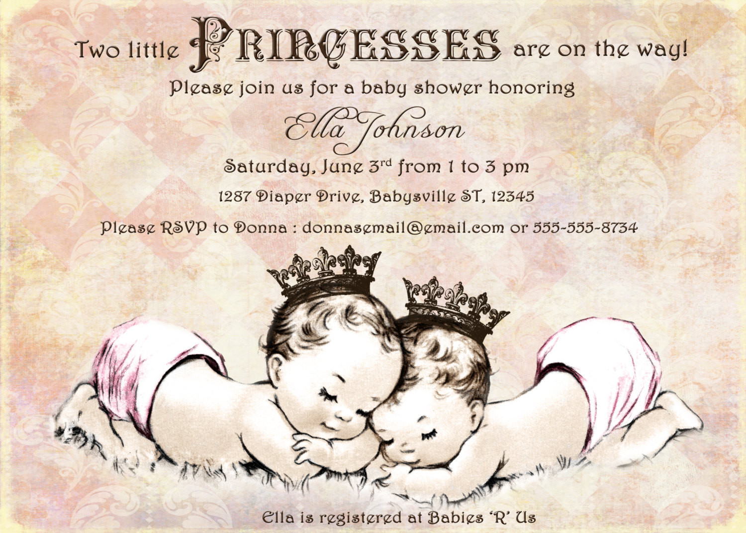Twin Baby Shower Quotes
 Twins Baby Shower Invitation For Twin Girls Vintage
