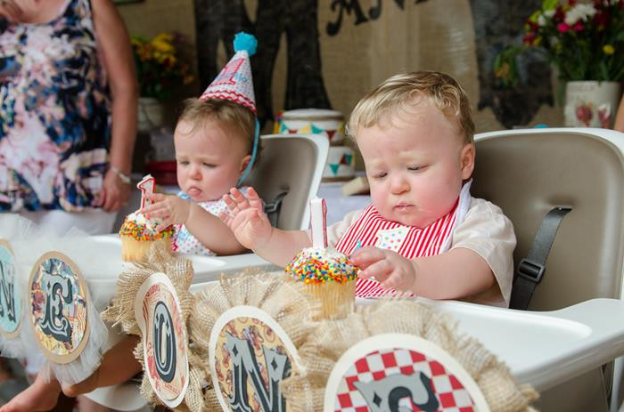 Twin First Birthday Party Ideas
 Kara s Party Ideas Twins First Birthday Vintage Carnival