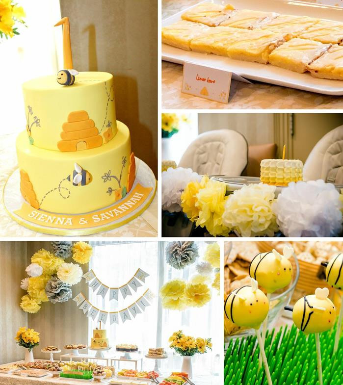 Twin First Birthday Party Ideas
 Kara s Party Ideas Honeybee Twin 1st Birthday Party with