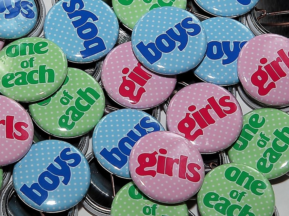 Twin Gender Reveal Party Ideas
 50 Baby Shower 1" Pinbacks Twins Tri Color Gender