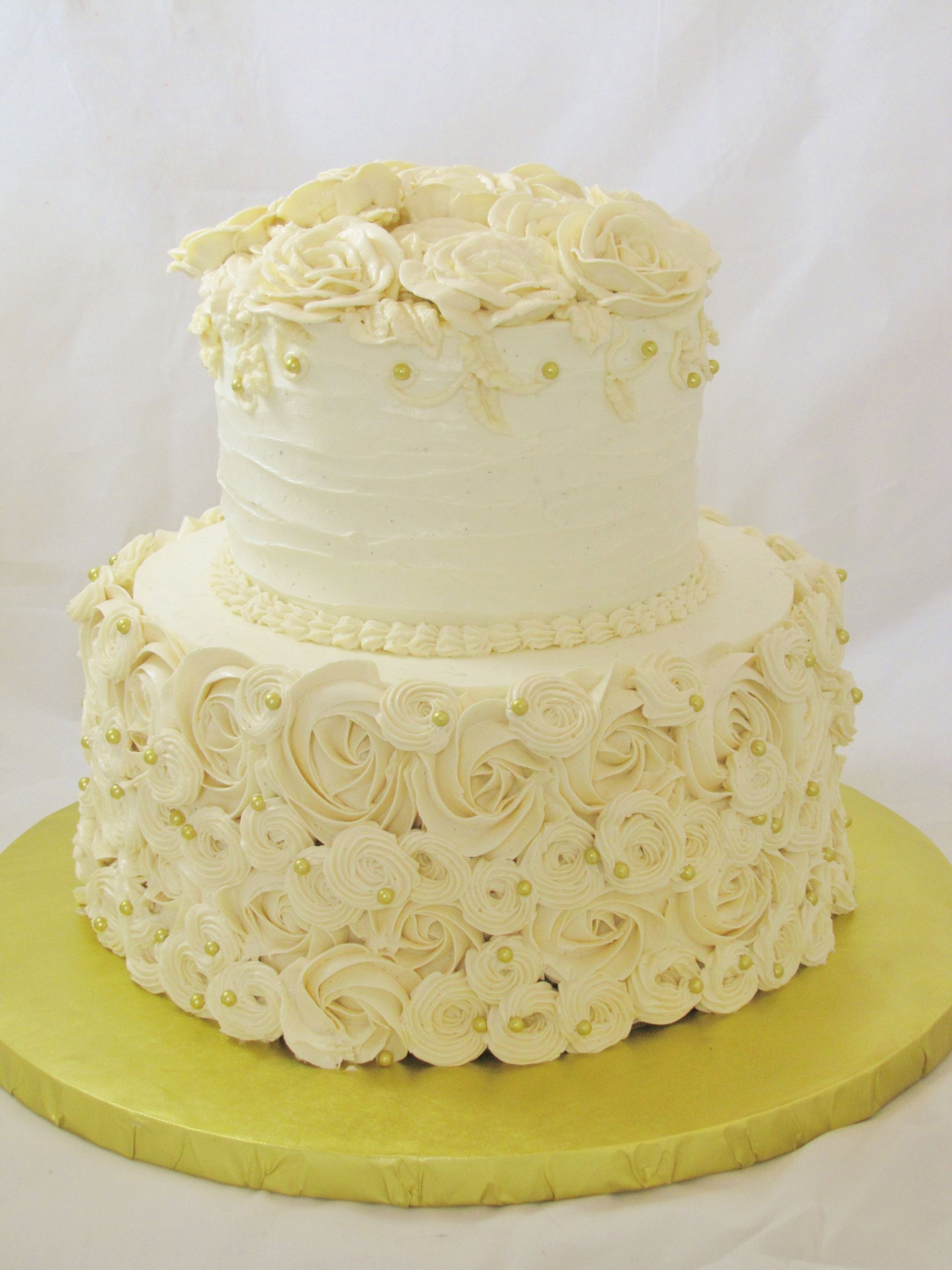 Two Tier Wedding Cake
 Round Piped Buttercream Wedding Cake CakeCentral