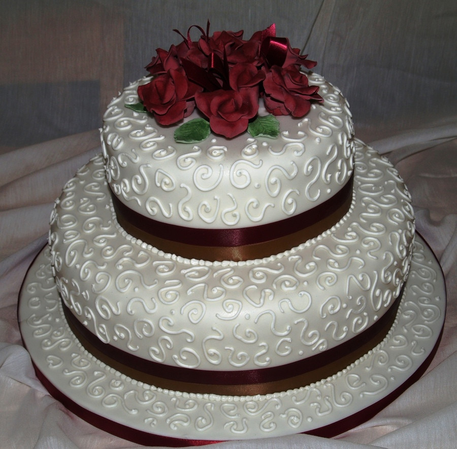 Two Tier Wedding Cake
 2 Tier Round Wedding With Roses CakeCentral