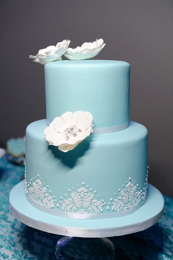 Two Tier Wedding Cake
 Turquoise Two Tier Wedding Cake