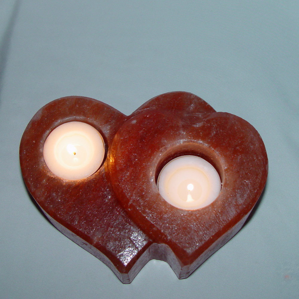Unconventional Valentines Gift Ideas
 Salt Candle Holder Twin Heart Shape Himalayan Pink Rock