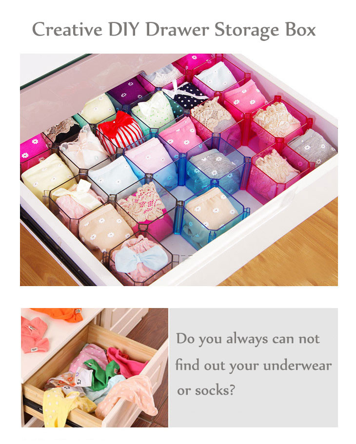 Underwear Drawer Organizer DIY
 Creative Drawer DIY Grid Storage Box Underwear Holder