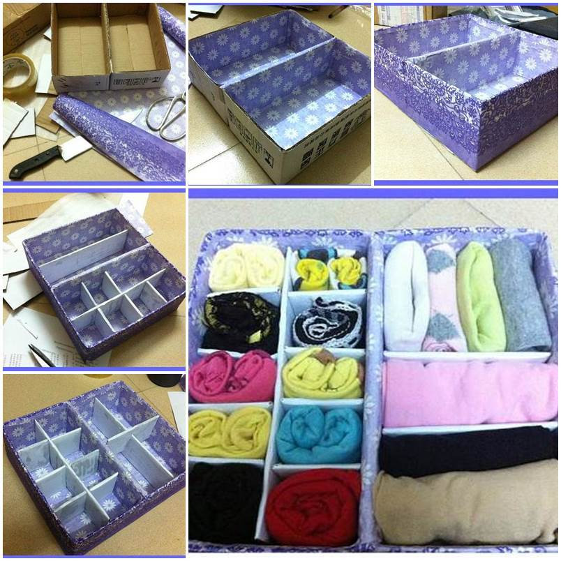 Underwear Drawer Organizer DIY
 DIY Cardboard Underwear Storage Box