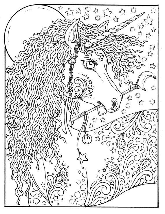 Unicorn Adult Coloring Book
 Digital Coloring Book Unicorn Dreams Magical Fantasy