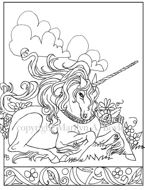 Unicorn Adult Coloring Book
 DIGITAL DOWNLOAD UNICORNadult coloring page fantasy
