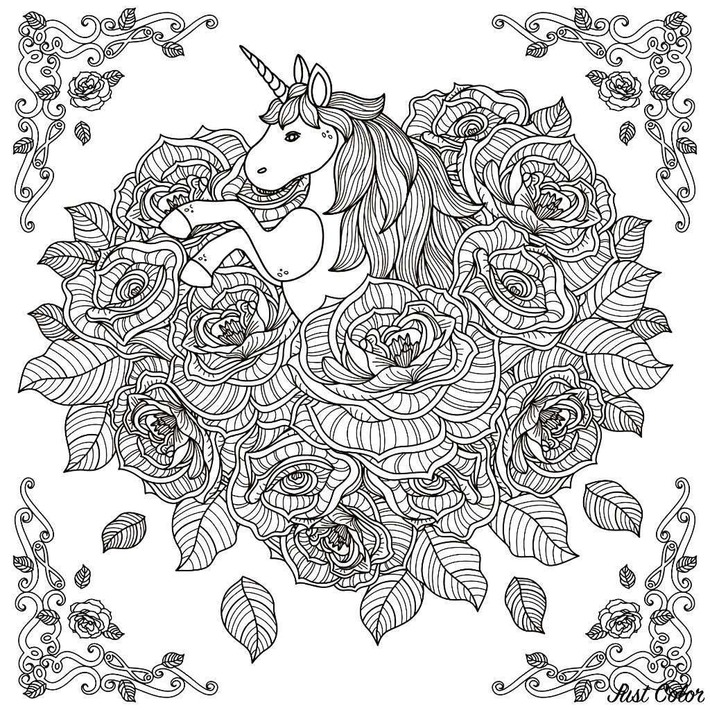 Unicorn Adult Coloring Book
 Unicorn mandala Unicorns Adult Coloring Pages