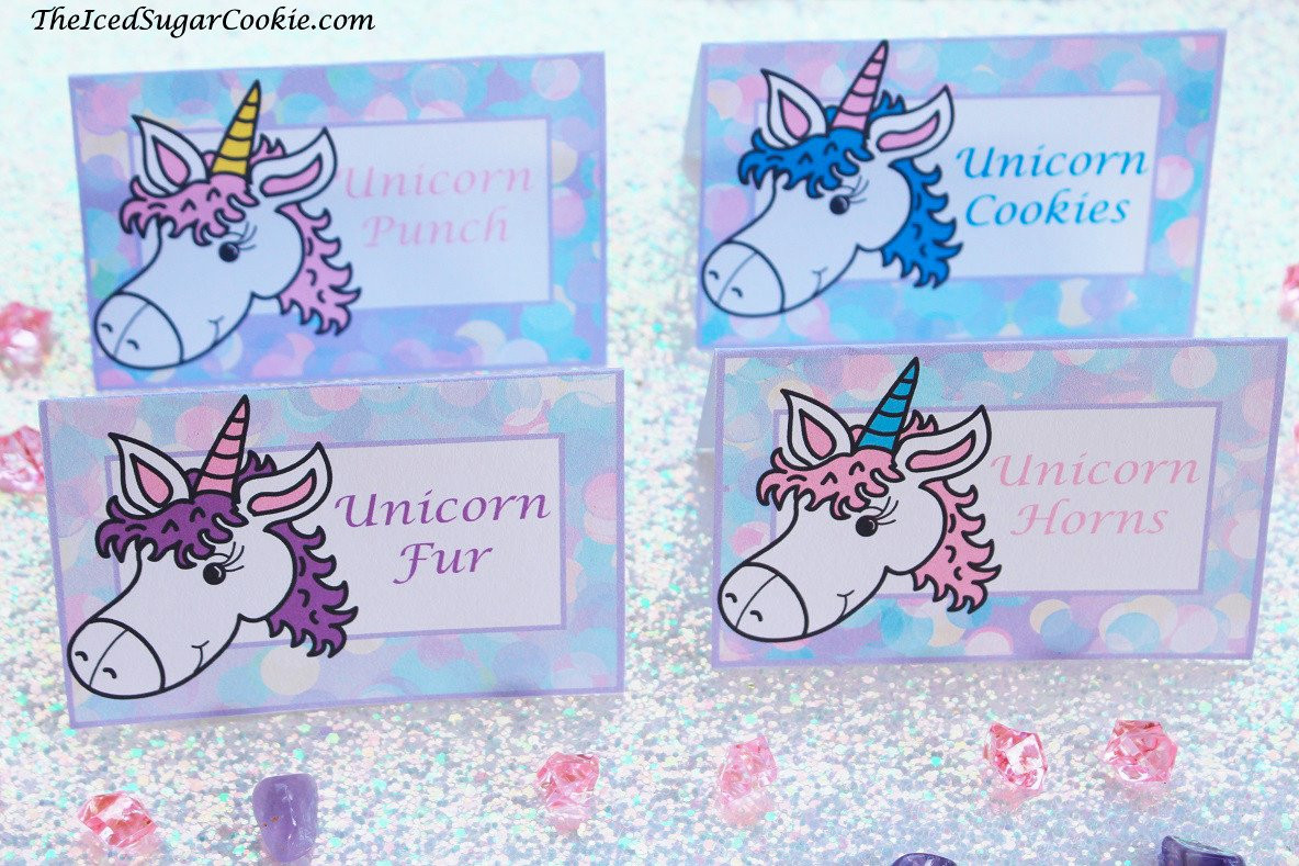 Unicorn Birthday Party Food Ideas Name
 Unicorn Food Label Cards Printable