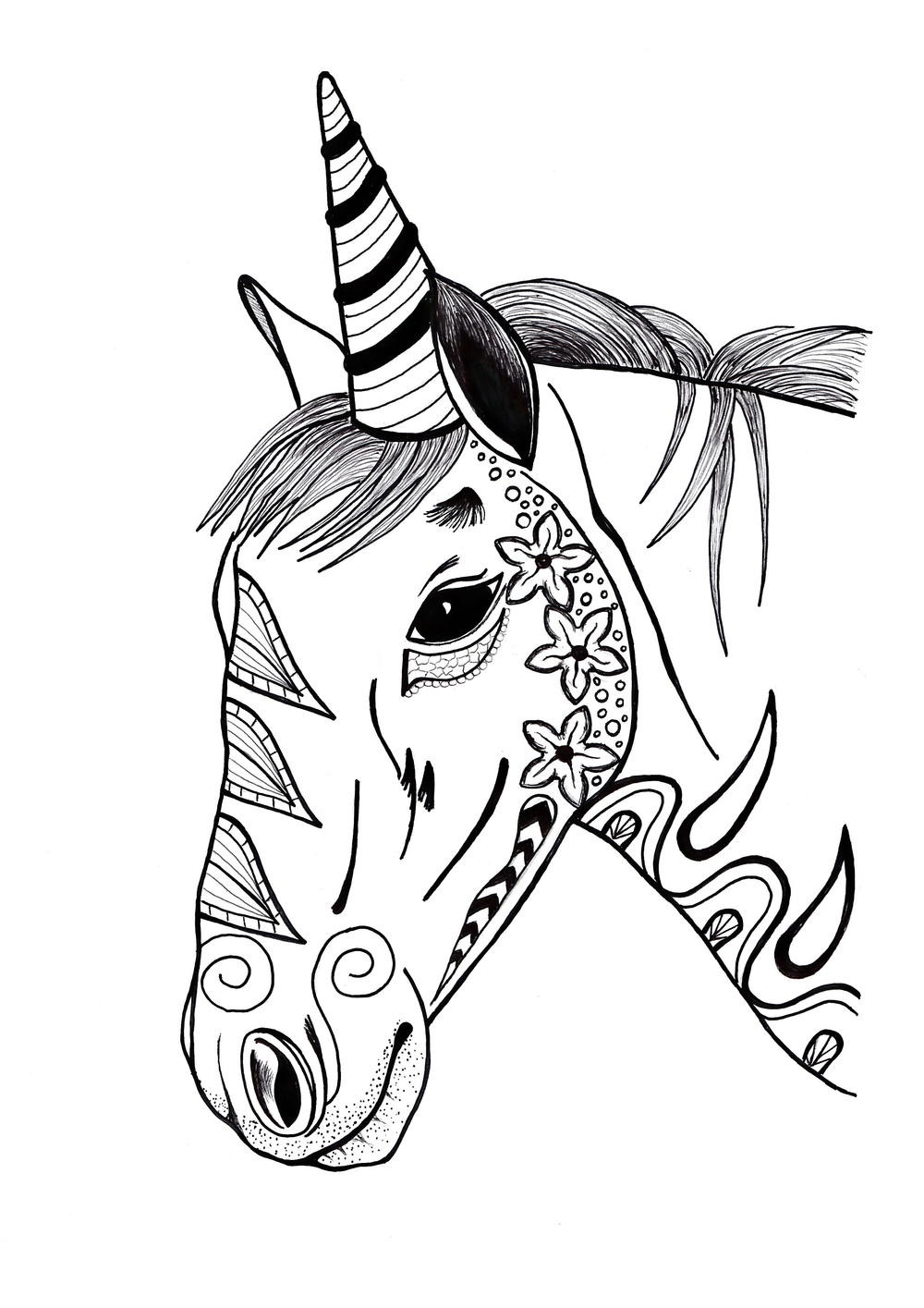 Unicorn Coloring Pages For Adults
 Colorful Unicorn Adult Coloring Page