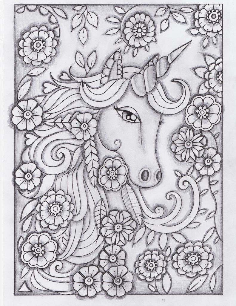 Unicorn Coloring Pages For Adults
 unicorn greyscale drawing unedited