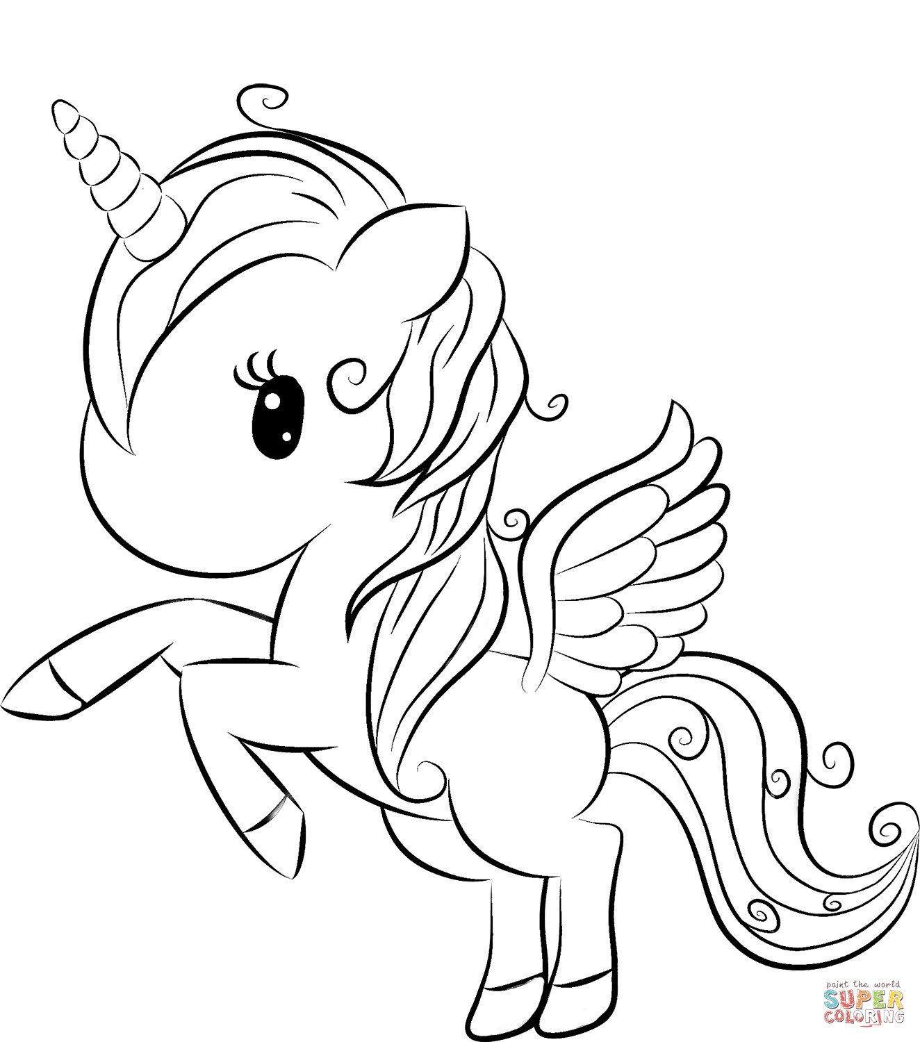 Unicorn Coloring Pages For Girls
 Cute Unicorn coloring page