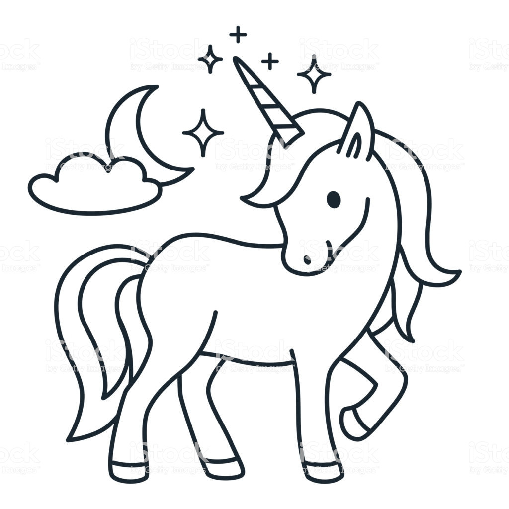 Unicorn Coloring Pages For Girls
 Cute Unicorn Simple Cartoon Vector Coloring Page