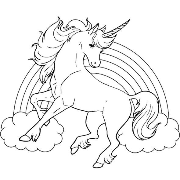 Unicorn Coloring Pages For Girls
 Unicorn Horse With Rainbow Coloring Page For Kids
