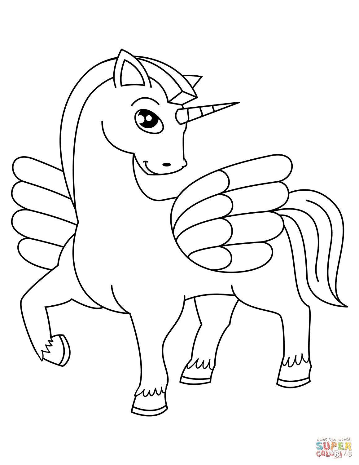Unicorn Coloring Pages For Girls
 Cute Winged Unicorn coloring page