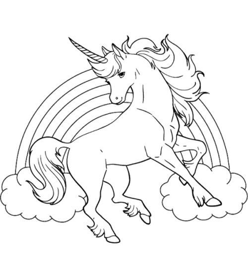 Unicorn Coloring Pages For Girls
 Unicorn Horse With Rainbow Coloring Page