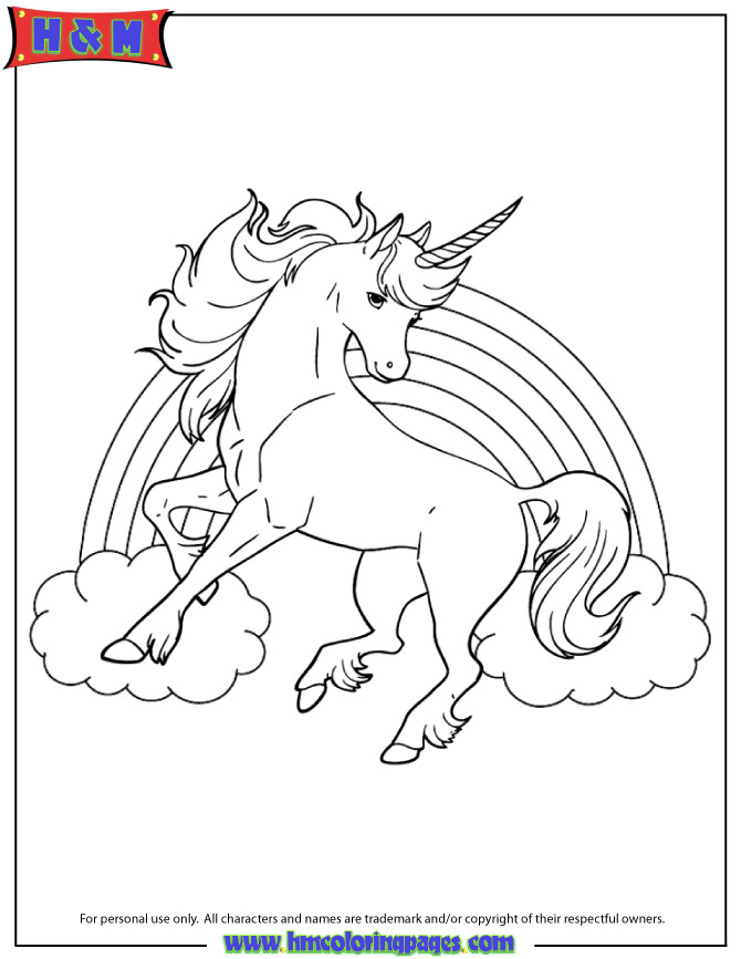 Unicorn Coloring Pages For Girls
 Unicorn Horse With Rainbow For Girls Coloring Page