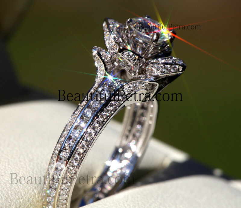 Unique Diamond Wedding Rings
 CUSTOM MADE 2 60carats UNIQUE Rose Flower DIAMOND