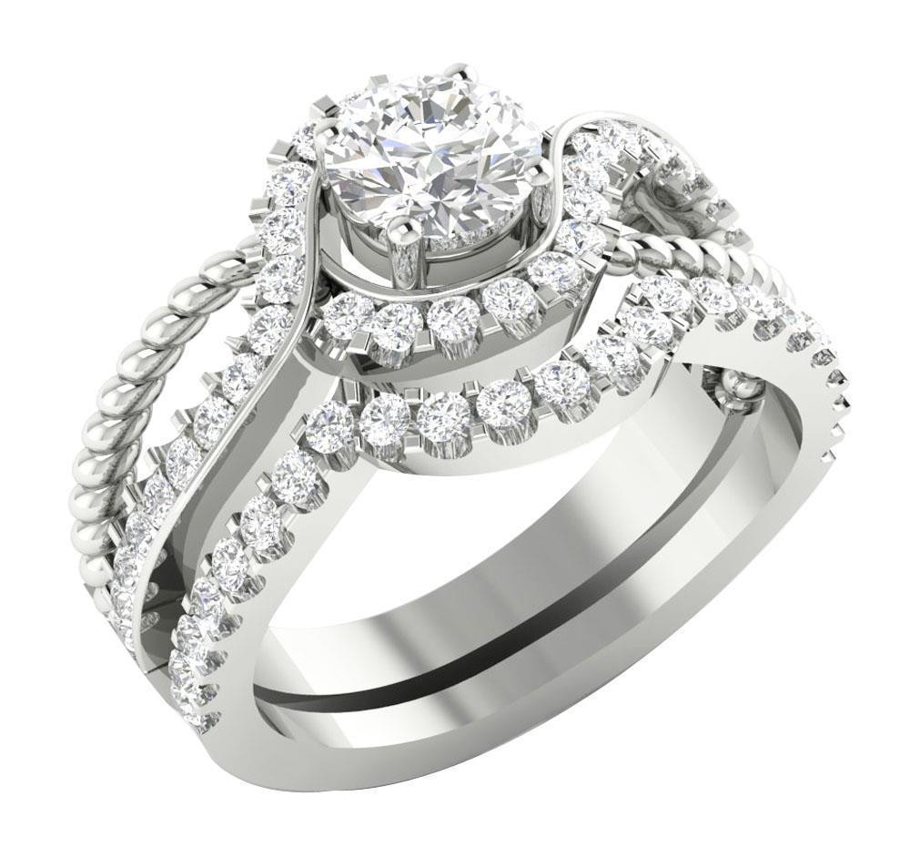 Unique Diamond Wedding Rings
 14K White Gold SI1 G 1 75TCW Real Diamond Unique Bridal