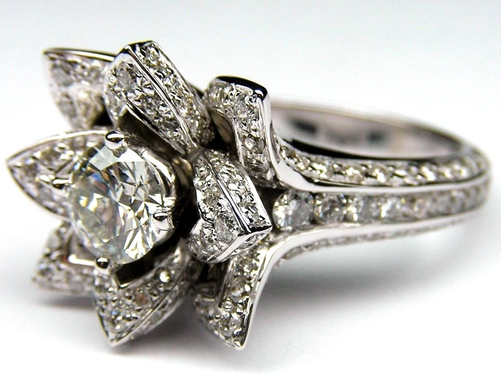 Unique Diamond Wedding Rings
 Certified UNIQUE Flower Rose Diamond Engagement Wedding