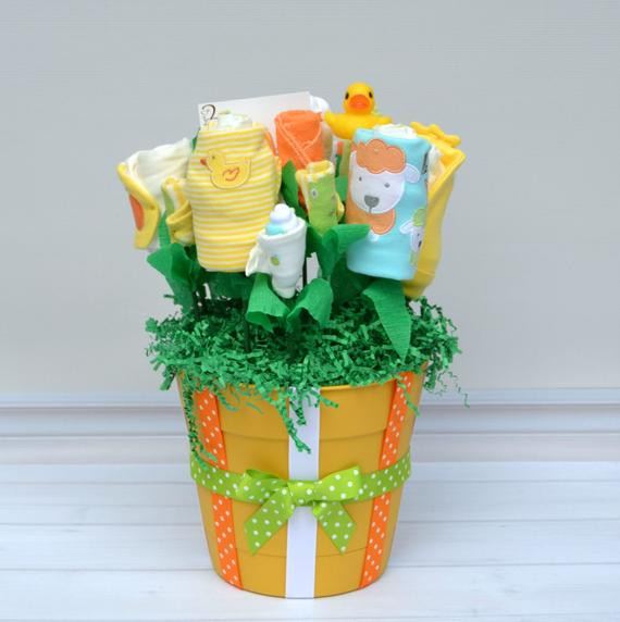 Unisex Gift Basket Ideas
 Baby Shower Gift Uni Baby Gift Baby Flower by babyblossomco