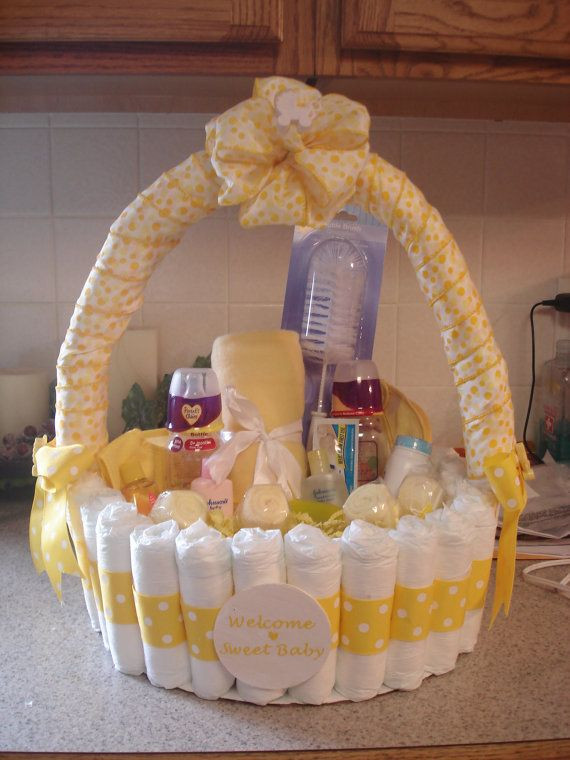 Unisex Gift Basket Ideas
 Duckie Diaper Basket Baby Shower Centerpiece by