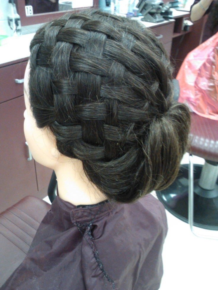 Updo Braid Hairstyles With Weave
 Basket Weave Updo done in Cosmetology class