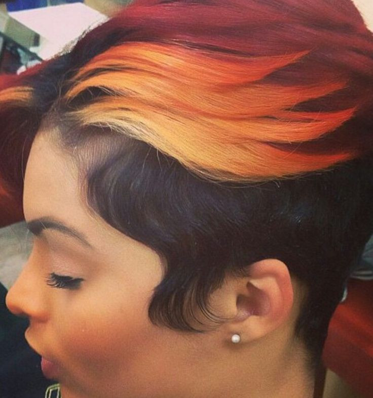 Urban Short Hairstyles
 Ombre orange and burgundy dyed sassy short haircut in 2019