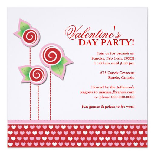 Valentine Birthday Invitations
 Valentine s Day Party Invitation 5 25" Square Invitation