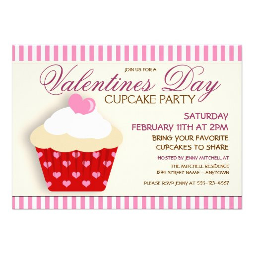 Valentine Birthday Invitations
 Valentines Day Cupcake Party Invitations 5" X 7