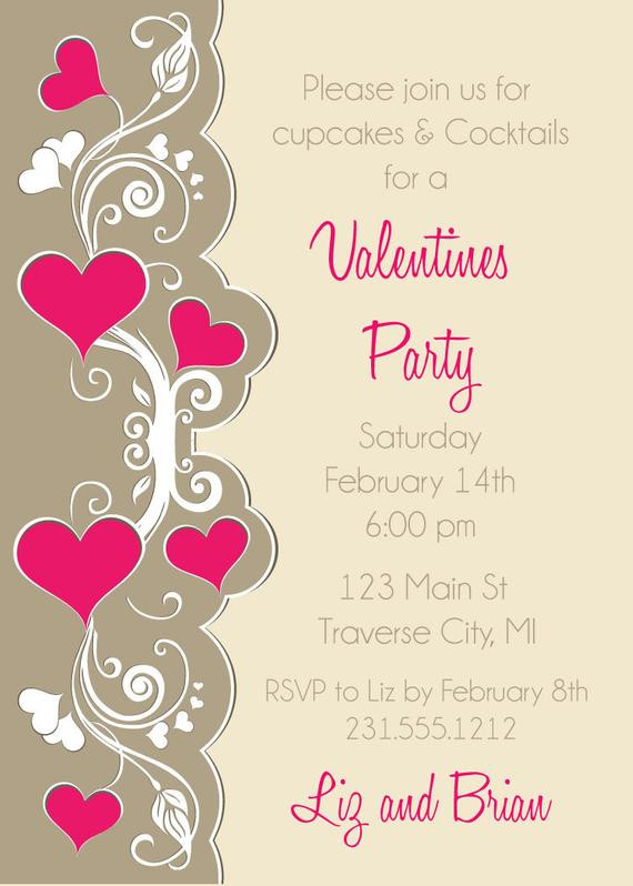 Valentine Birthday Invitations
 Hearts Valentines Invitation Valentines Day Party Invitation