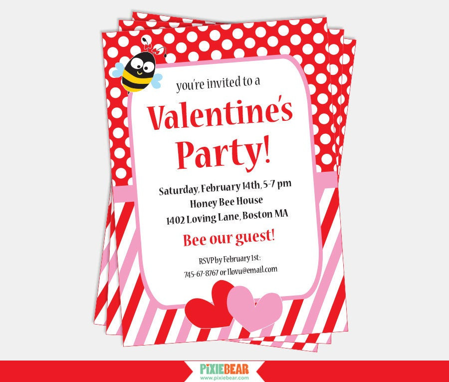 Valentine Birthday Invitations
 Valentines Day Invitation Printable Party Invitation