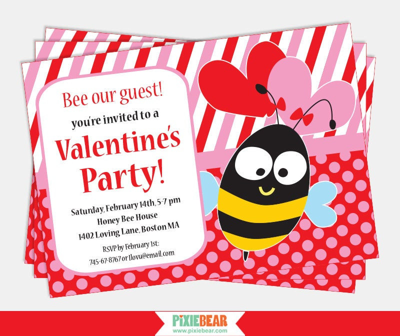 Valentine Birthday Invitations
 Valentines Day Party Invitation Printable Invitation