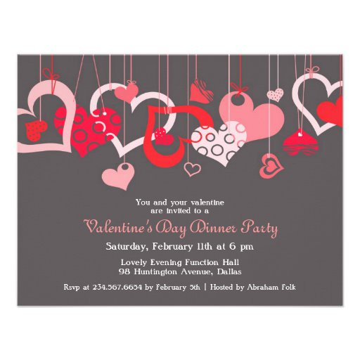Valentine Birthday Invitations
 Valentine s Day Party Invitation Flat Card 4 25" X 5 5