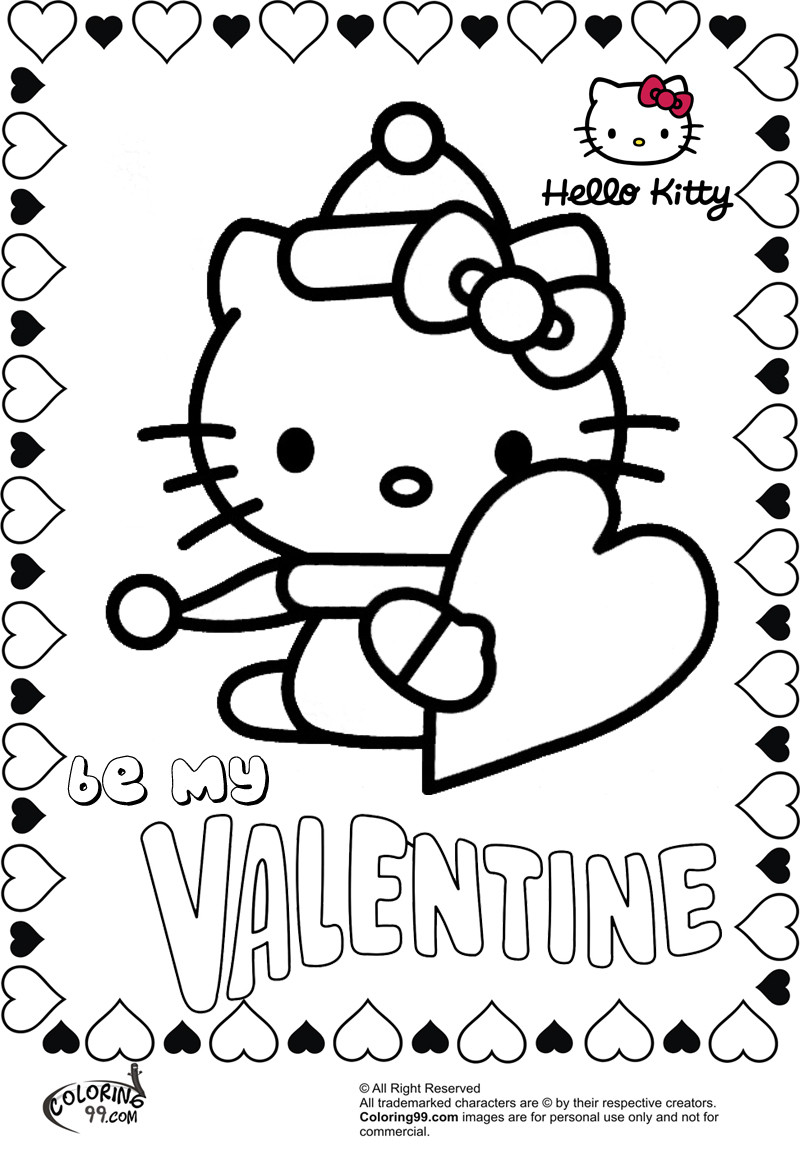 Valentine Day Coloring Pages Printable
 Hello Kitty Valentine Coloring Pages