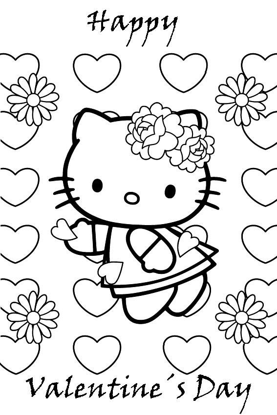 Valentine Day Coloring Pages Printable
 Hello Kitty Valentines Coloring Pages